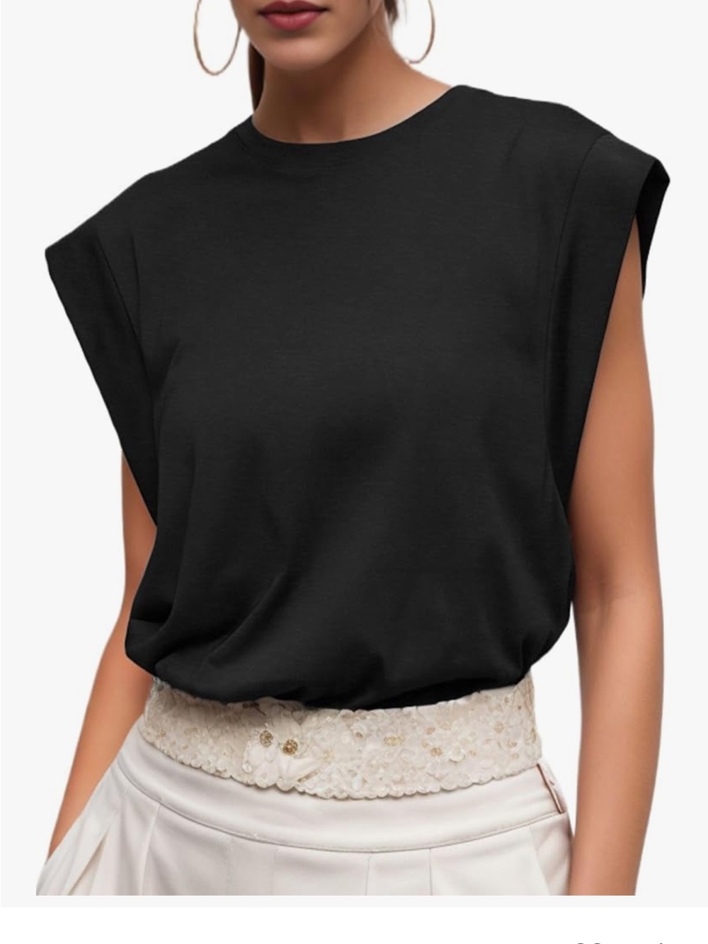 Sleek Black Sleeveless Crewneck Tank Top